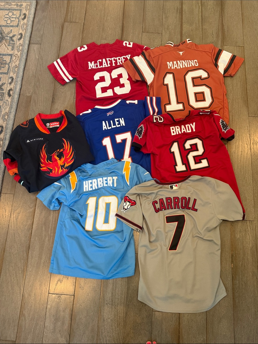 7 youth jerseys, authentic, size youth medium & large